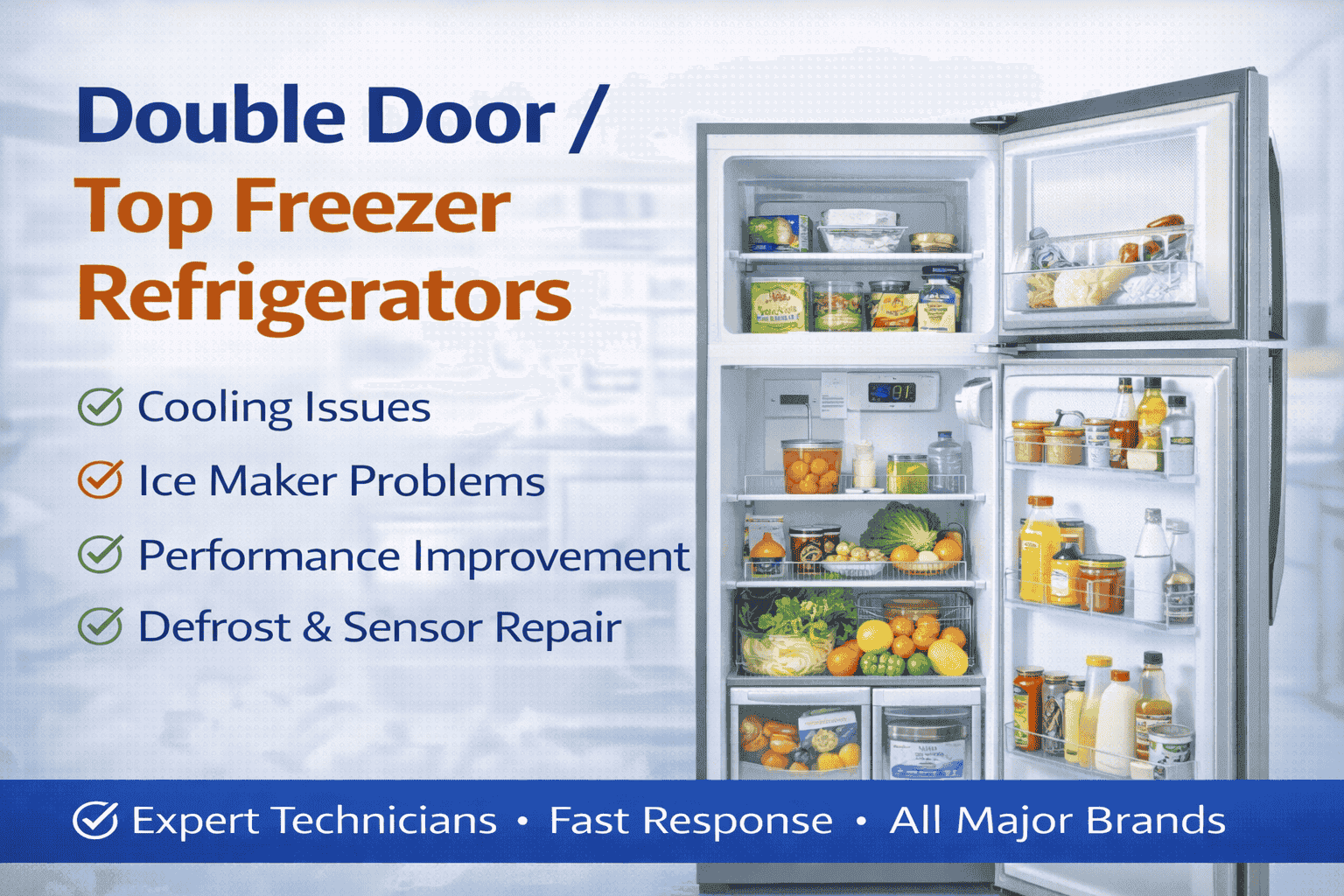 Double Door Top Freezer Refrigerators